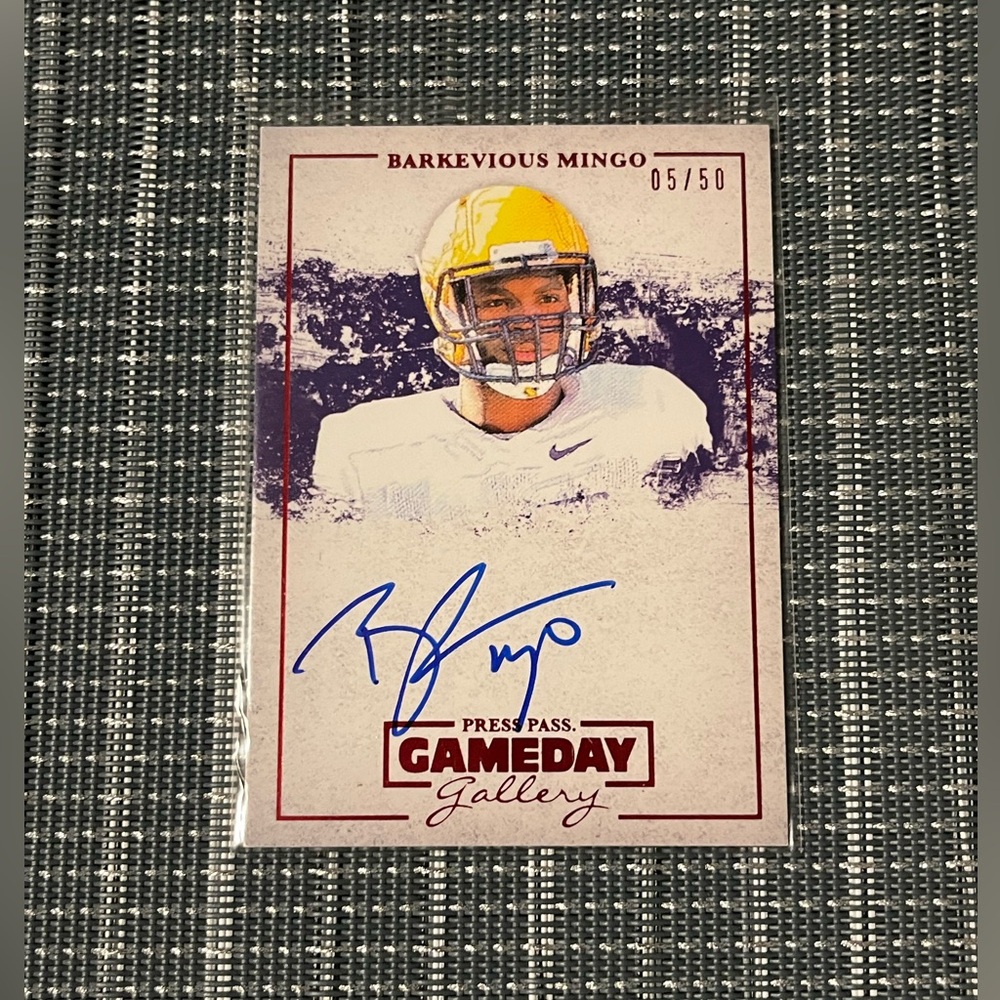 Num: 05/50 & Autographed 🏈 Barkevious Mingo 2013 Press Pass Football Card #GG-BM